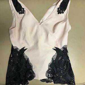Gorgeous Pink with Black Lace Sleeveless Blouse